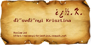 Ásványi Krisztina névjegykártya